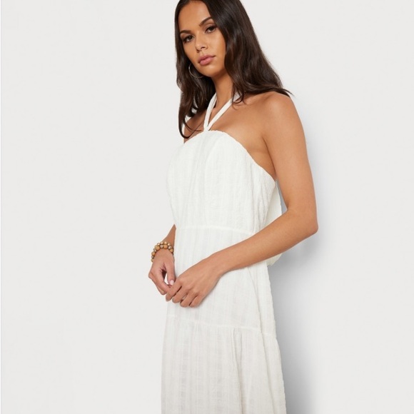 NWT Sam Edelman White Checkered Halter Midi Dress - Picture 2 of 9